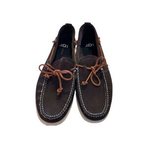UGG Dark Brown Boat Shoes with Tan Laces